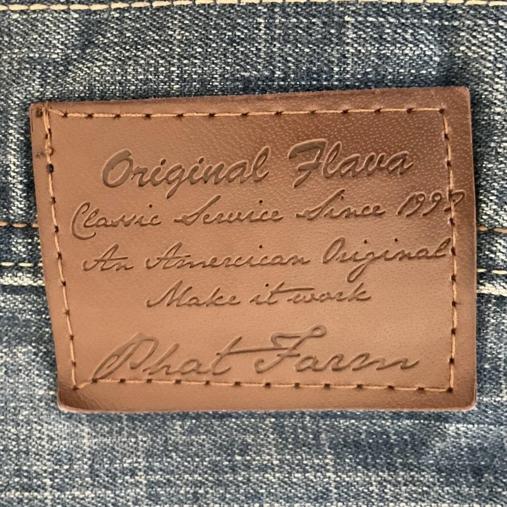 Phat Farm Jeans Mens 38x34 Blue Relaxed Straight Original Flava Embroidered